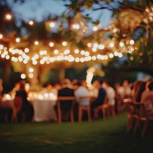 2️⃣,Blurred,Background,Of,An,Outdoor,Wedding,Party,With,String
