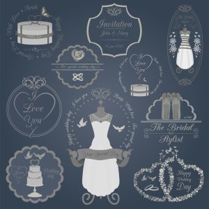 Set,Of,Vintage,Wedding,And,Wedding,Fashion,Style,Logos.,Vector